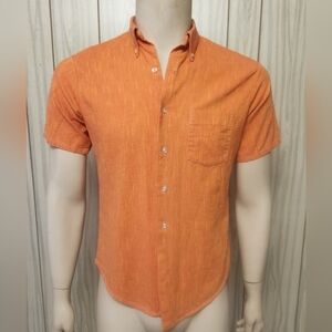 vintage shirt S men orange 1960s cotton